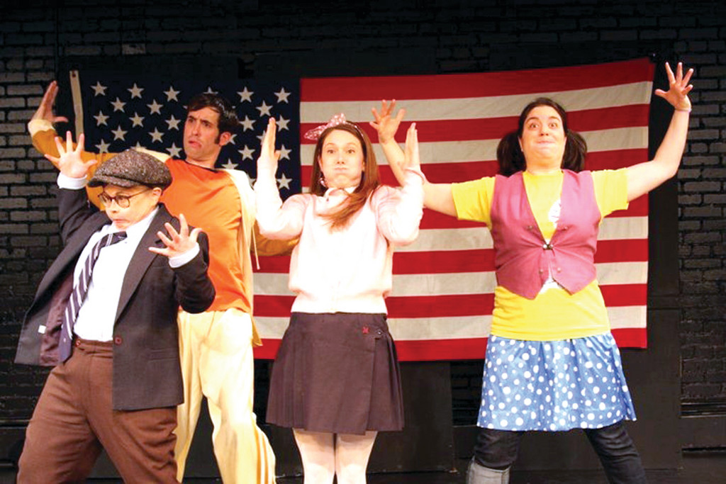 Cast members perform a musical number in Rabinow's musical, "A Brief History of the Earth and Everything In It." From left are Casey Seymour-Kim, Christopher Rosenquest, Amanda Ruggiero and Kelly Seigh.