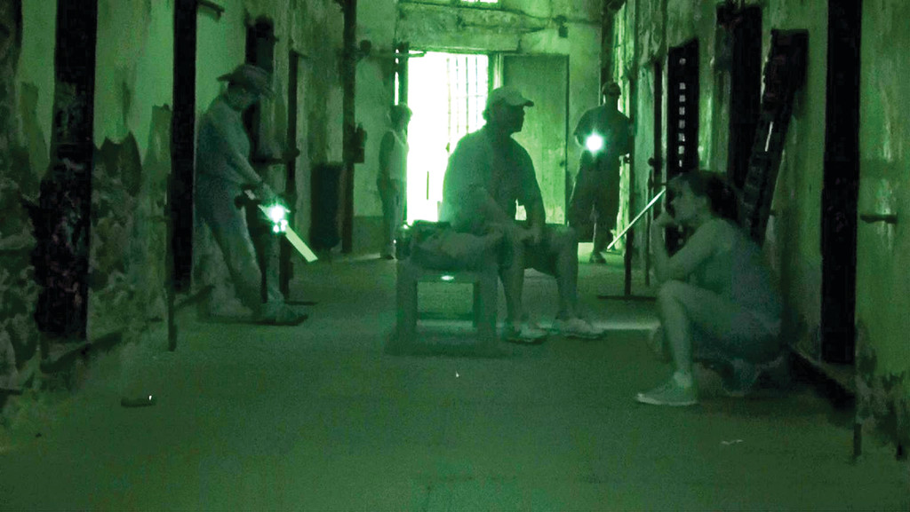 Night vision of the RISEUP team onsite at a penitentiary in Philadelphia.