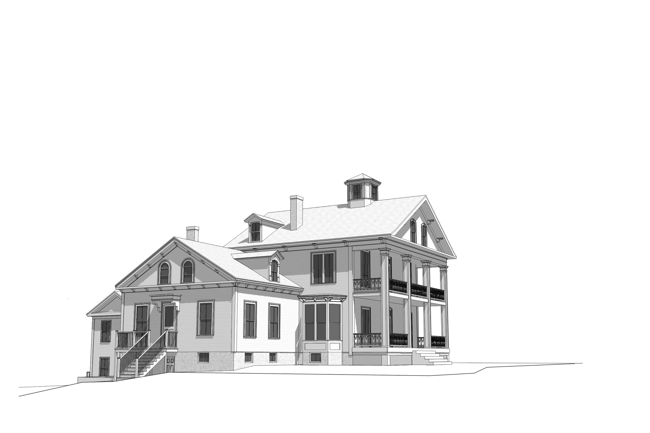 STANDING TALL: An architect’s rendering of the house has it standing straight and tall as it once did. The House of Hope is considering having the rendering made into a sign so area residents can see what’s planned.