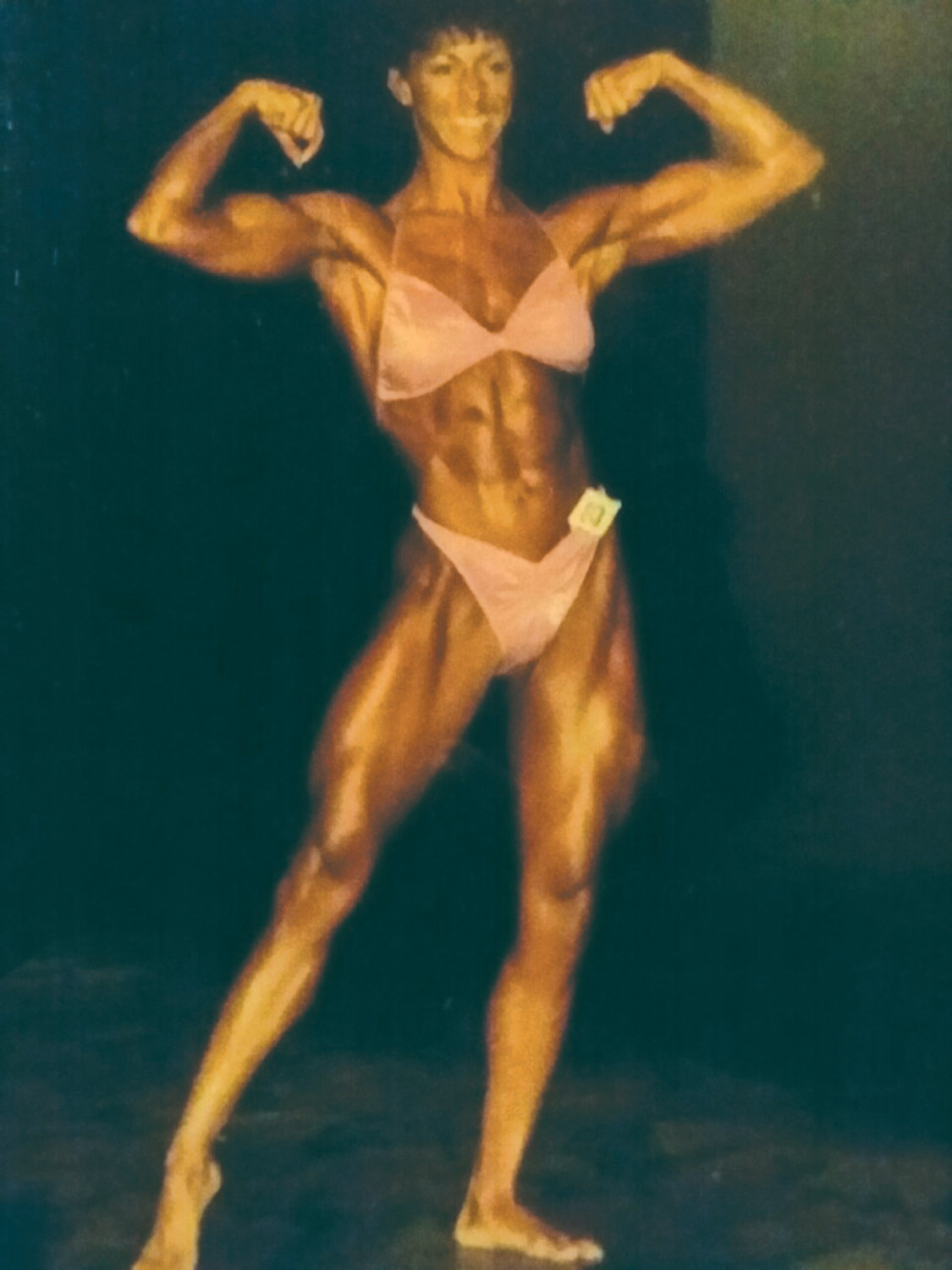 STAYING FIT: Sue Flesia competes in a body building competition.