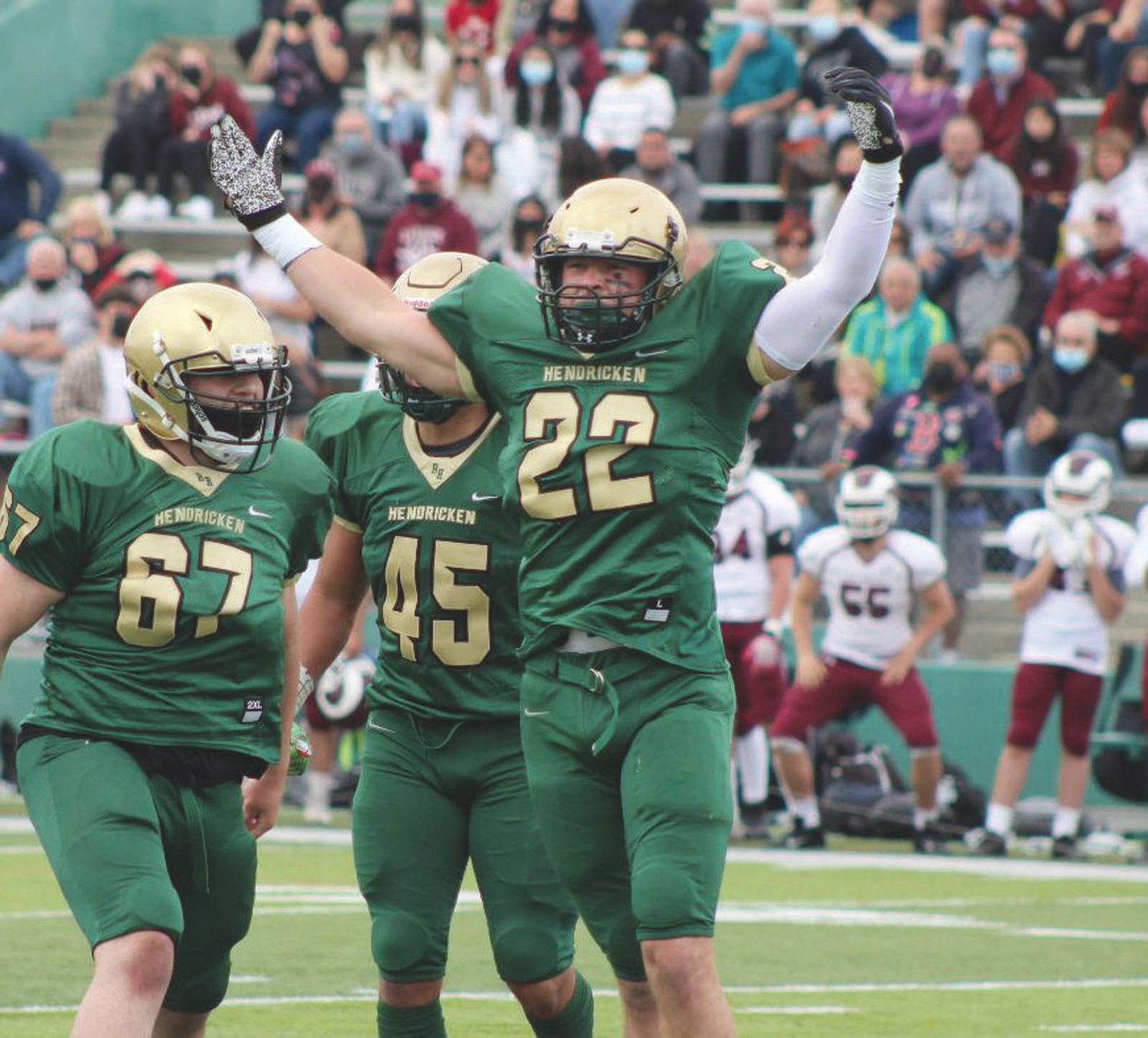 BACK ON TOP: Luke Mead celebrates making a play.