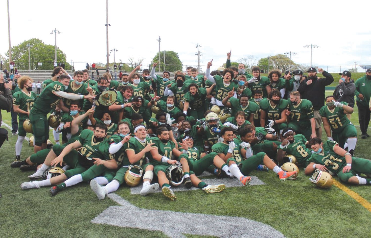 STATE CHAMPS: The Hendricken football team after winning the state championship.