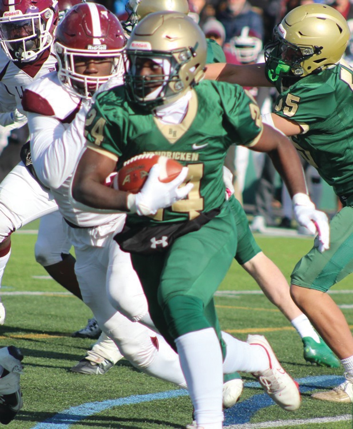 CARRYING THE ROCK: Hendricken running back Ronjai Francis, who scored twice in the championship.