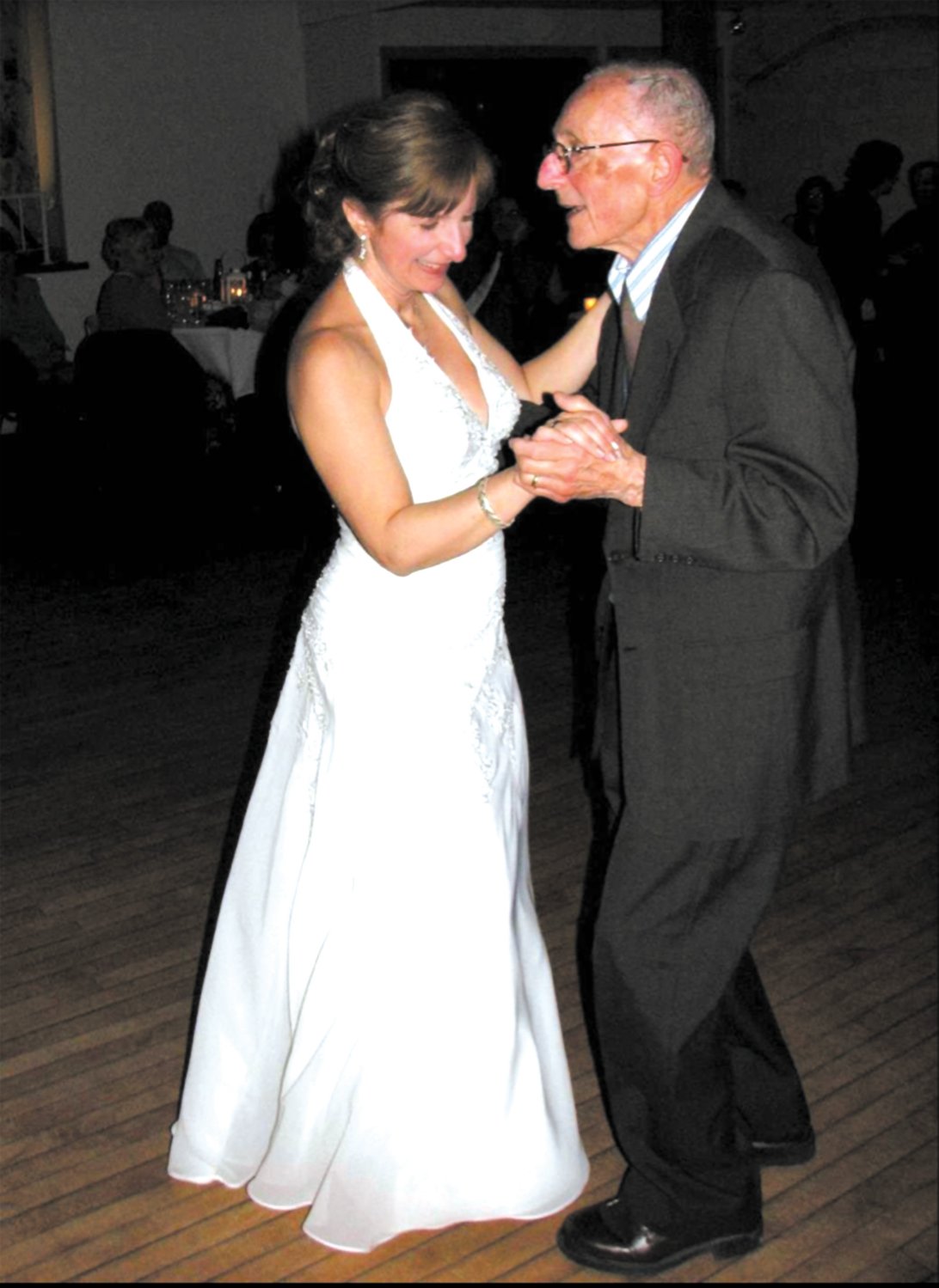 OUT TO WIN PEOPLE’S CHOICE AWARD: Terri Brophy, Vice President of Human Resources at the Greenwood Credit Union, has set her goal on winning the People’s Choice Award in the Dancing with the Stars of Mentor RI Gala on March 31, 2023. She says her only real dance experience is dancing with her dad. Here she dances with her 93 year-old father and mentor at her wedding where he asked if, “they could slow down.”