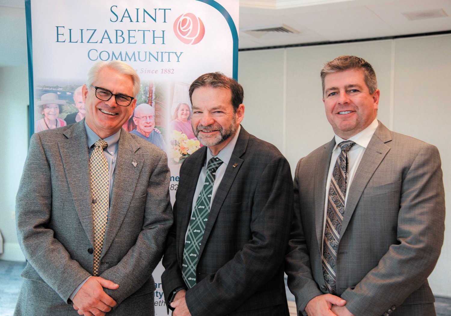 CONGRATS TO THE AWARDEE: Saint Elizabeth Community Board Chair Steve Tilley with retired CEO Steven Horowitz and CEO Matt Trimble.