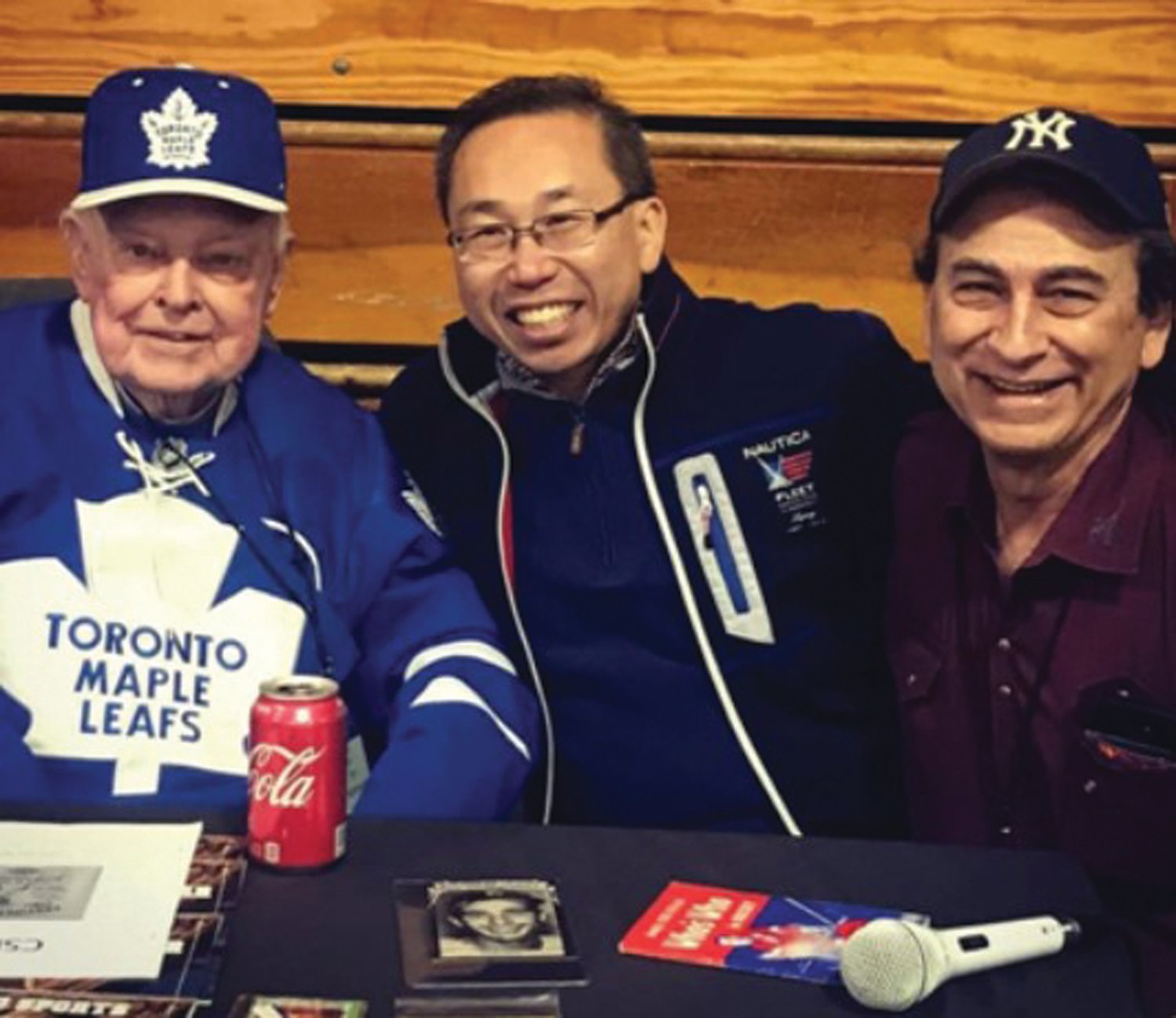 FAMILIAR FACE: Former Cranston Mayor Allan Fung, who has been a regular visitor at the Cranston Card and Collectibles Show is joined by promoter Mike Mango. (Submitted photos)