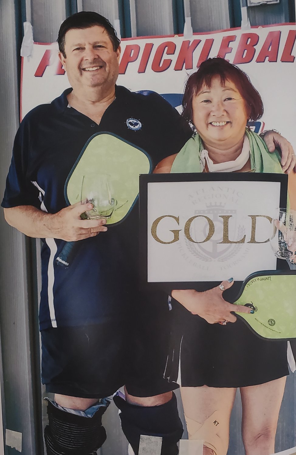DYNAMIC DUO: Charlie Einsiedler and his wife Linda after winning the Atlantic Regional in mixed doubles for their age group. (Submitted photos)