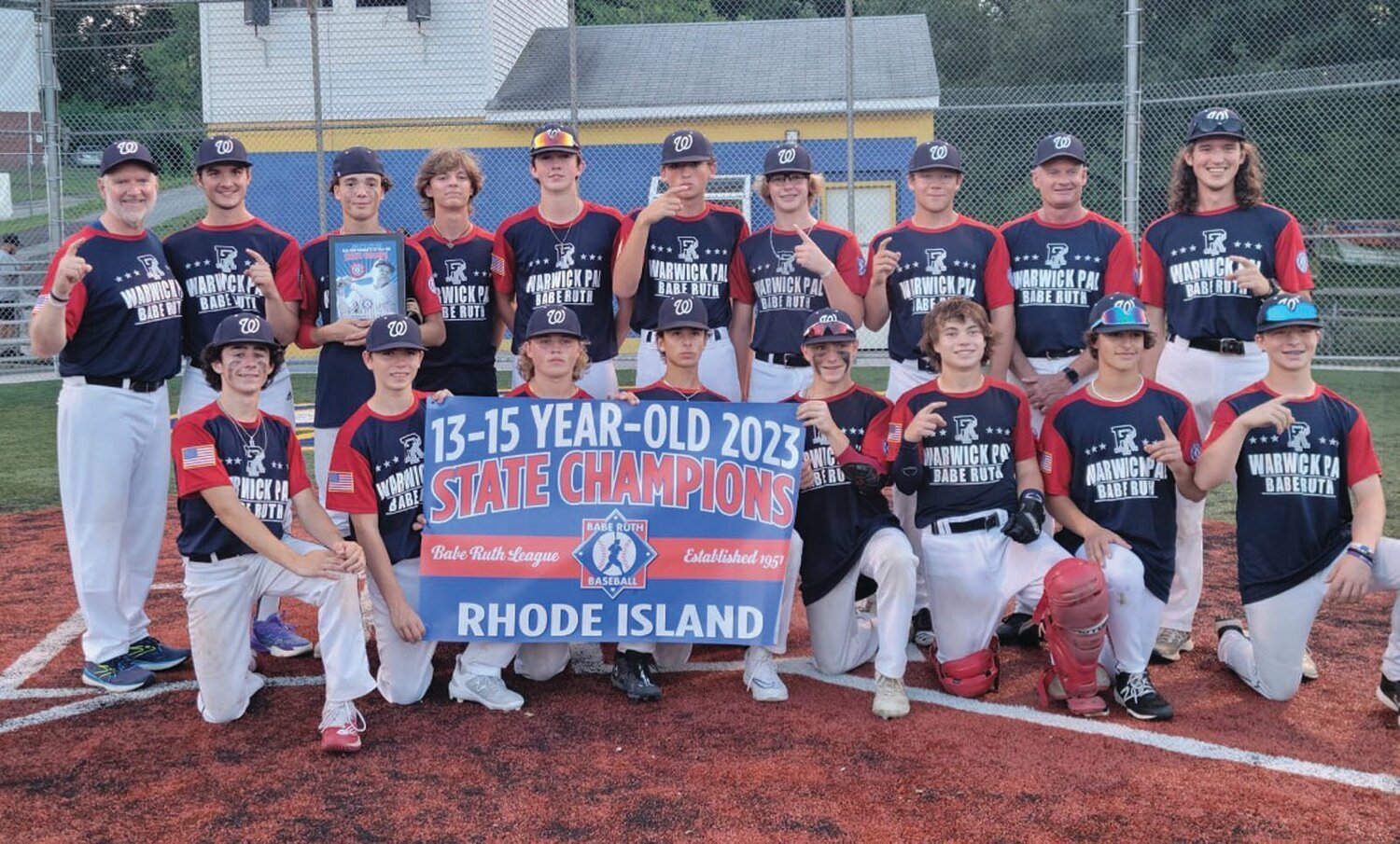 THREE PEAT: The Warwick PAL 15-U Babe Ruth team after winning its third straight state title last week. (Submitted photo)