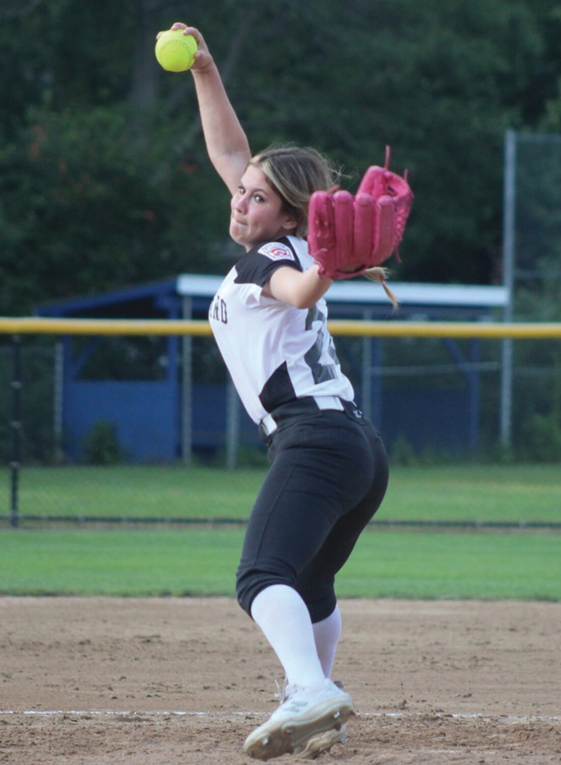ATHLETE OF THE WEEK HALEY BOUDREAU:The Warwick Beacon’s Athlete of the Week is Warwick North pitcher Haley Boudreau. Boudreau has been a force for the team in the regional bracket. With a trip to the World Series on the line, Boudreau pitched a perfect game on Monday afternoon to help the team advance in the tournament while also knocking in multiple runs at the plate. (Photos by Alex Sponseller)