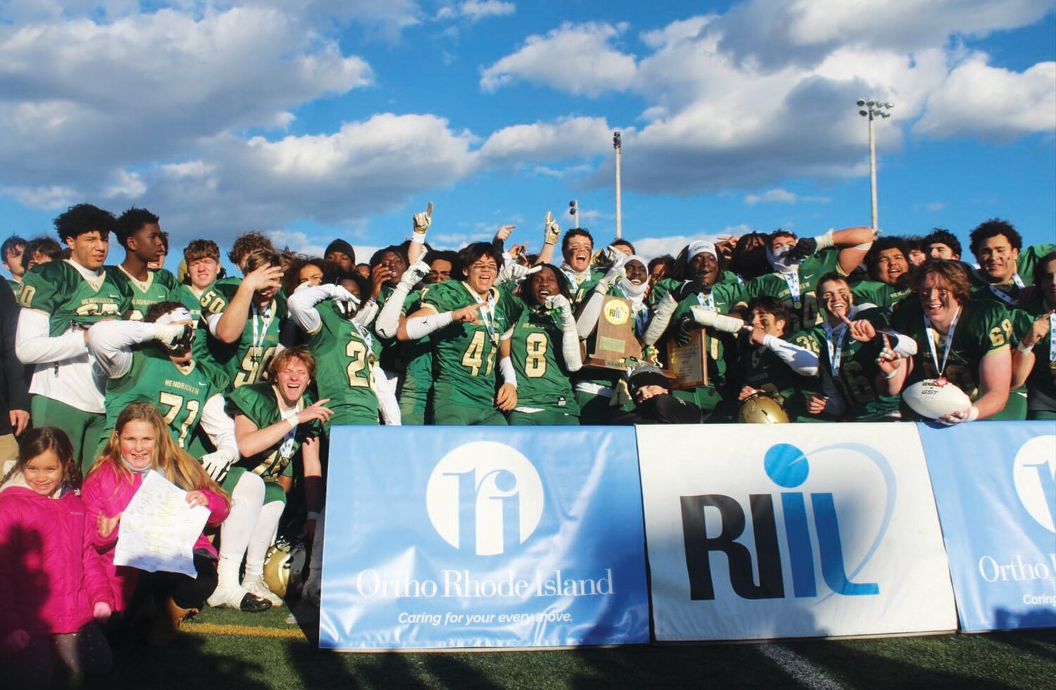 STATE CHAMPS: The Hendricken football team after winning the Super Bowl.